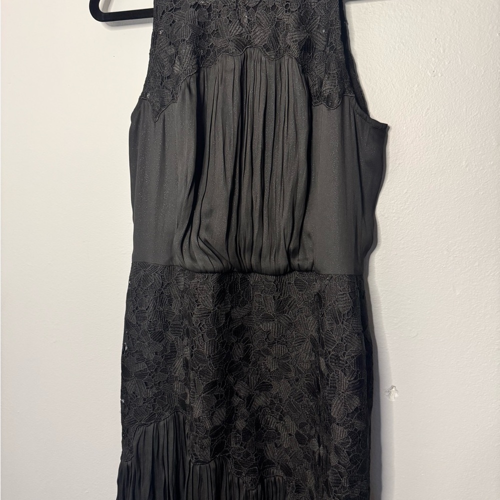 Halston Black Lace & Pleated Dress - Picture 2 of 5